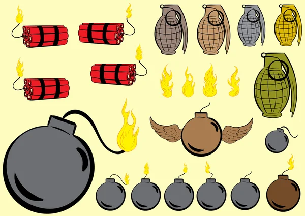 Clipart objetos explosivos — Vetor de Stock