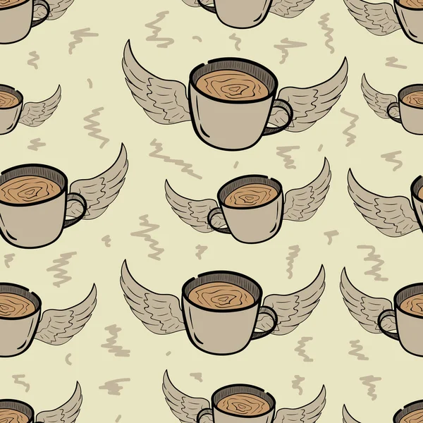 Café alado sin costuras — Vector de stock