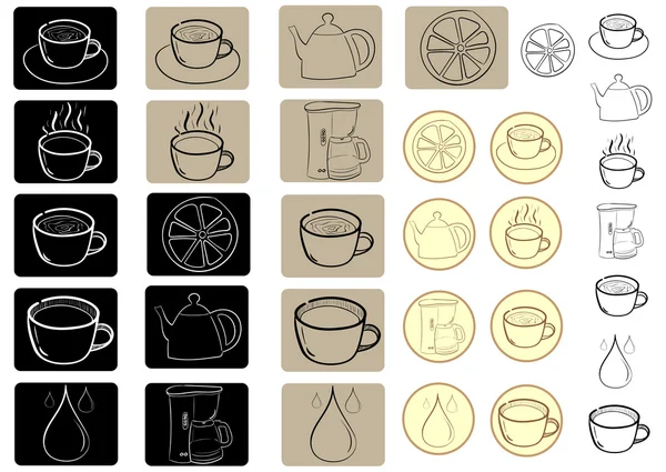 Signes de thé et de café — Image vectorielle