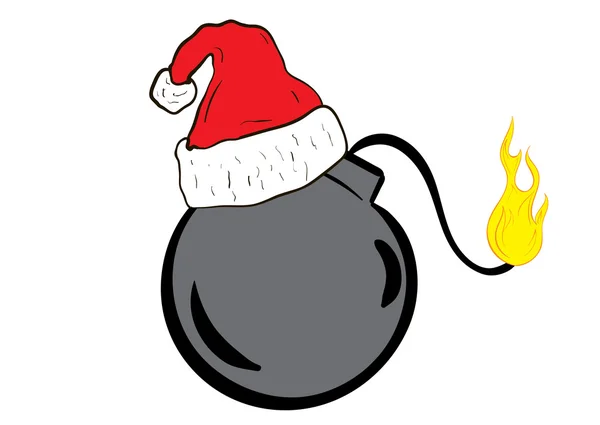 Christmas bomb in a cap — Stock Vector