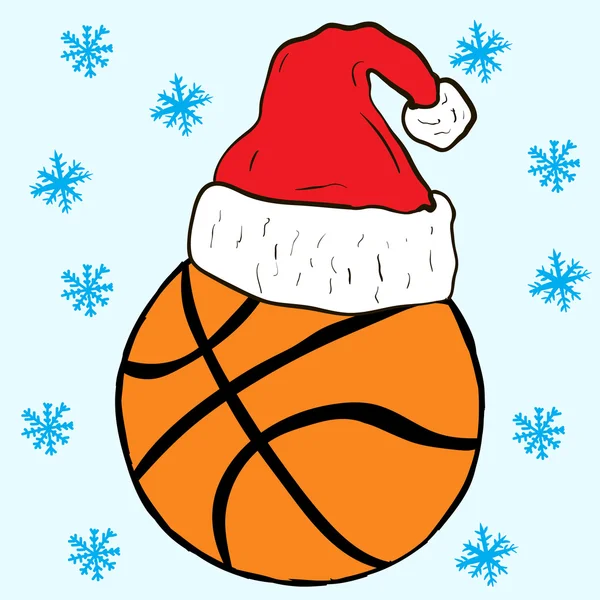 Baloncesto de Navidad con gorra — Archivo Imágenes Vectoriales