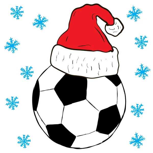 Fútbol de Navidad con gorra — Archivo Imágenes Vectoriales