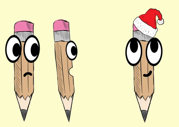 感情的なクリスマス鉛筆 — ストックベクタ