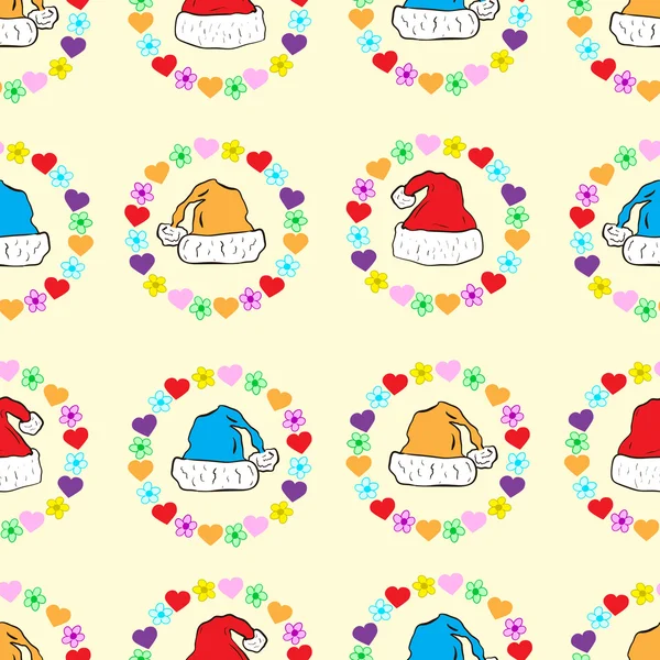 Gorras de Navidad sin costuras en un marco — Archivo Imágenes Vectoriales