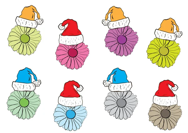 Kleur Kerstmis camomiles — Stockvector