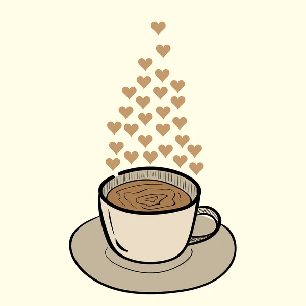 Kaffee mit Herzdampf — Stockvektor