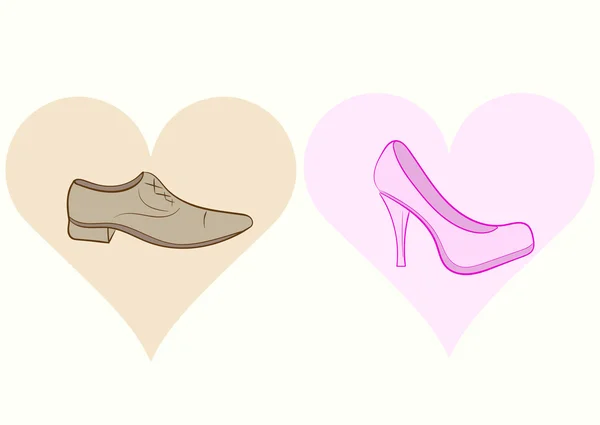 Shoes in color hearts — Stock Vector