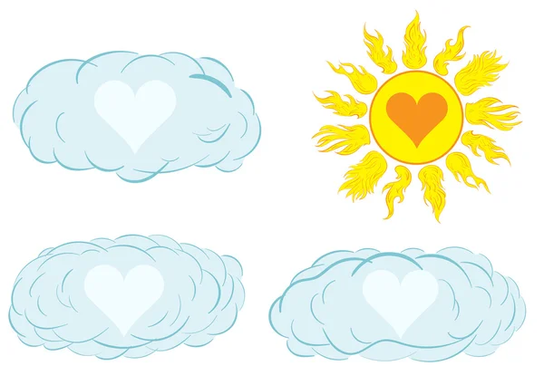 Hearts in the clouds — Stock Vector