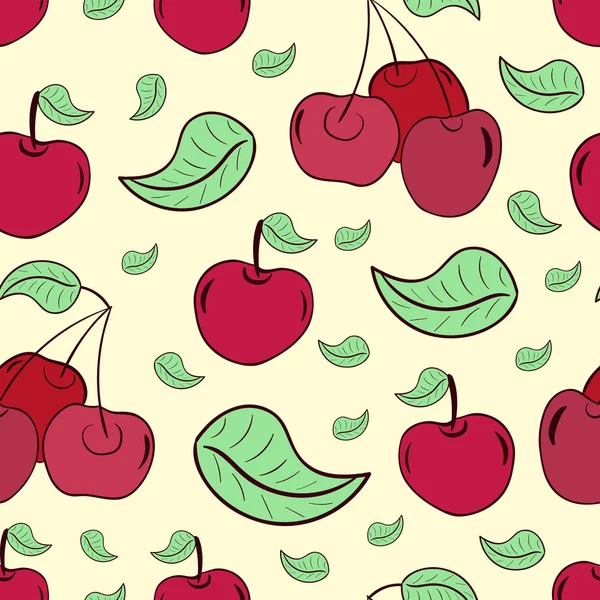 Des grappes de cerises sans couture — Image vectorielle