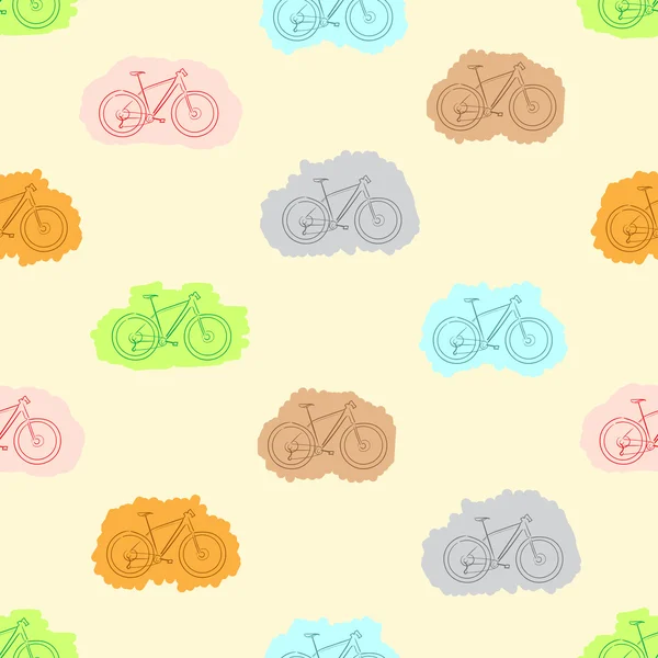 Bicicletas pintadas sin costura — Vector de stock