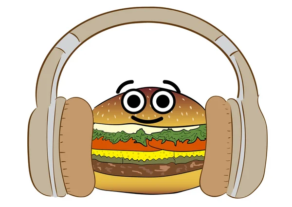 Burger v sluchátka — Stockový vektor