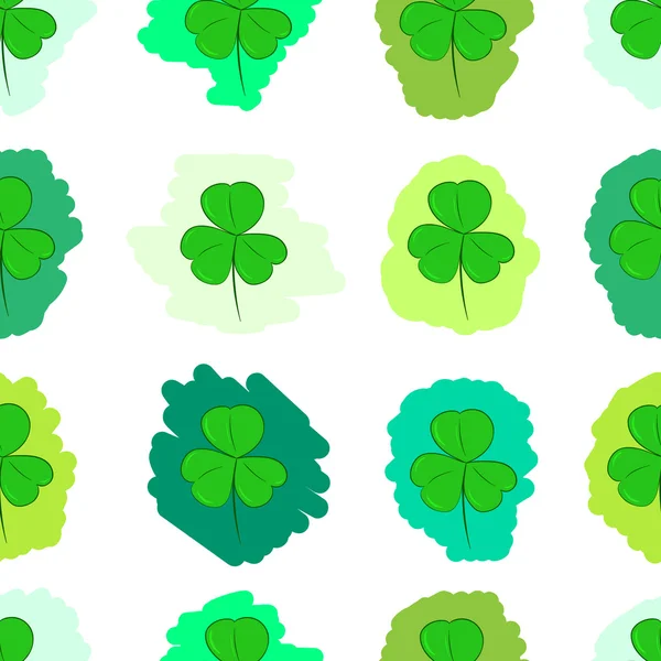 Seamless green painted shamrocks — Stock Vector