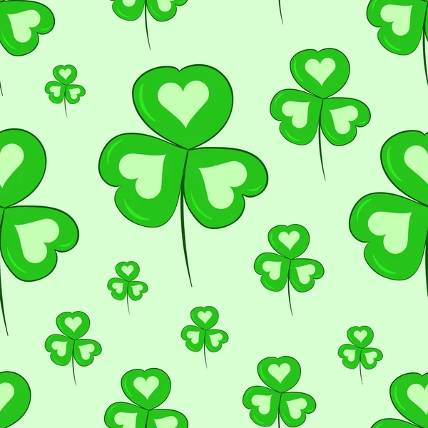 Nahtlose Shamrocks mit Herzen — Stockvektor