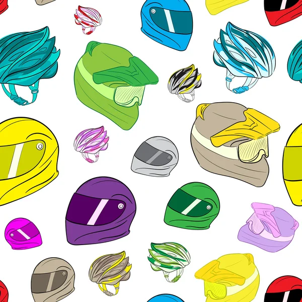 Cascos de moto de colores sin costuras — Archivo Imágenes Vectoriales