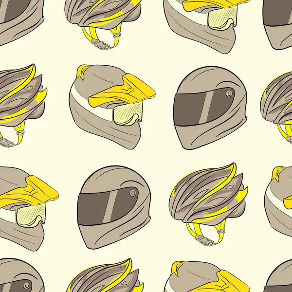 Three seamless motorcycle helmets — Stock Vector