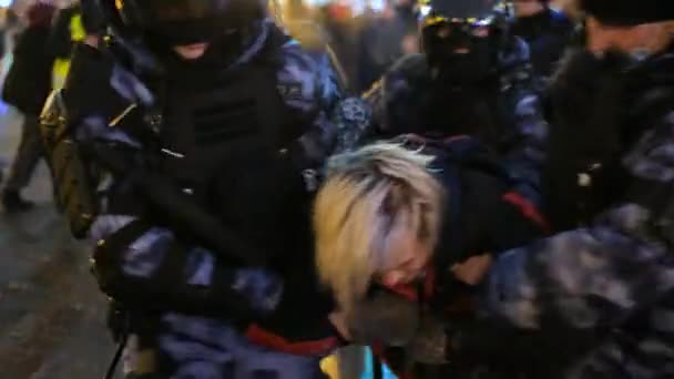 Special forces detained man at demonstration. Police detaining protestor. Arrest — Stock Video