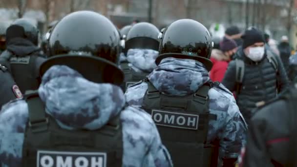 Les flics du SWAT manifestent. Frappe spéciale. Police en protestation. Agents de police. — Video