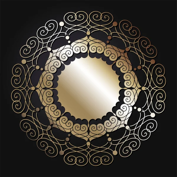 Декоративная Круглая Рамка Дизайна Абстрактным Цветочным Орнаментом Роскошный Золотой Элемент — стоковый вектор