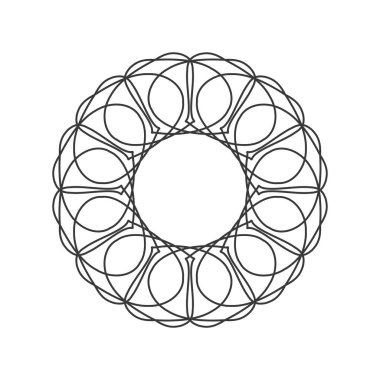 Soyut çiçek desenli tasarım için dekoratif yuvarlak çerçeve. Siyah-beyaz daire çerçeve. Baskı kartları, davetiyeler, kitaplar, tekstil, gravür, ahşap mobilya, sahtecilik için şablon. Vektör.