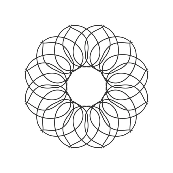 Dekorativer Runder Rahmen Zur Gestaltung Mit Abstrakten Floralen Mustern Schwarz — Stockvektor