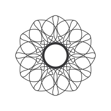 Tasarım için soyut bir süsleme ile dekoratif yuvarlak çerçeve. Çember çerçeve. Kağıt, davetiye, kitap, tekstil, gravür, sahtecilik için zarif bir unsur. Vektör.