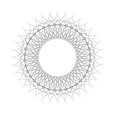 Tasarım için soyut bir süsleme ile dekoratif yuvarlak çerçeve. Çember çerçeve. Kağıt, davetiye, kitap, tekstil, gravür, sahtecilik için zarif bir unsur. Vektör.