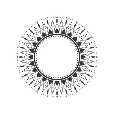 Dekoratif yuvarlak çerçeve çiçek süsleme ile tasarımı için. Bir şablon baskı kartpostallar, davetiyeler, kitaplar, tekstil, gravür, ahşap mobilyalar, sıcak dövme. Vektör.