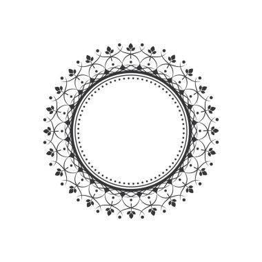 Dekoratif yuvarlak çerçeve çiçek süsleme ile tasarımı için. Bir şablon baskı kartpostallar, davetiyeler, kitaplar, tekstil, gravür, ahşap mobilyalar, sıcak dövme. Vektör.