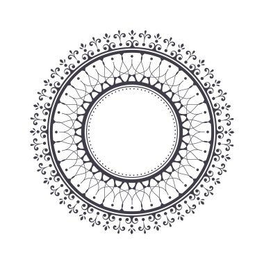 Dekoratif yuvarlak çerçeve çiçek süsleme ile tasarımı için. Bir şablon baskı kartpostallar, davetiyeler, kitaplar, tekstil, gravür, ahşap mobilyalar, sıcak dövme. Vektör.