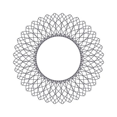 Tasarım için soyut bir süsleme ile dekoratif yuvarlak çerçeve. Çember çerçeve. Kağıt, davetiye, kitap, tekstil, gravür, sahtecilik için zarif bir unsur. Vektör.