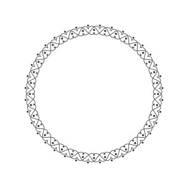 Tasarım için soyut bir süsleme ile dekoratif yuvarlak çerçeve. Çember çerçeve. Kağıt, davetiye, kitap, tekstil, gravür, sahtecilik için zarif bir unsur. Vektör.