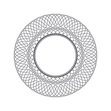 Tasarım için soyut bir süsleme ile dekoratif yuvarlak çerçeve. Çember çerçeve. Kağıt, davetiye, kitap, tekstil, gravür, sahtecilik için zarif bir unsur. Vektör.