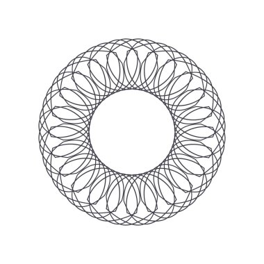 Tasarım için soyut bir süsleme ile dekoratif yuvarlak çerçeve. Çember çerçeve. Kağıt, davetiye, kitap, tekstil, gravür, sahtecilik için zarif bir unsur. Vektör.
