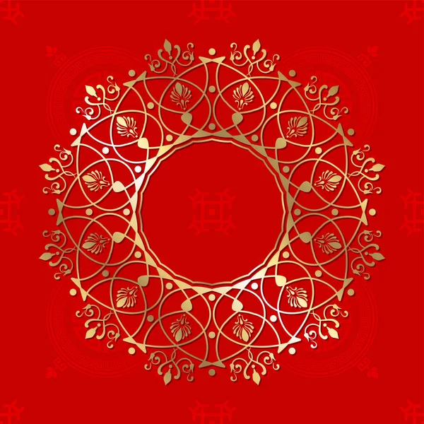 Dekorativní Kulatý Rám Pro Design Květinovou Čínskou Ozdobou Kruhový Rám — Stockový vektor
