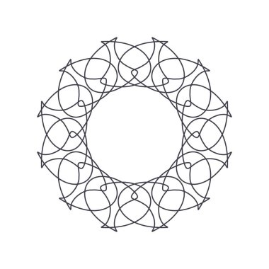 Soyut çiçek süsüsüyle dekoratif yuvarlak çerçeve. Dairesel çerçeve. Tasarım için zarif bir unsur. Vektör.