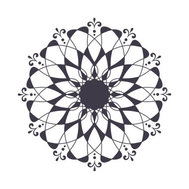 Soyut çiçek süsüsüyle dekoratif yuvarlak çerçeve. Dairesel çerçeve. Tasarım için zarif bir unsur. Vektör.