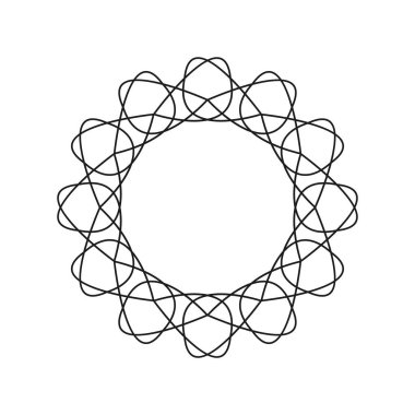 Soyut çiçek süsüsüyle dekoratif yuvarlak çerçeve. Dairesel çerçeve. Tasarım için zarif bir unsur. Vektör.