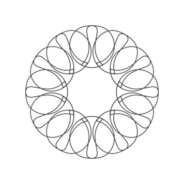 Soyut çiçek süsüsüyle dekoratif yuvarlak çerçeve. Dairesel çerçeve. Tasarım için zarif bir unsur. Vektör.
