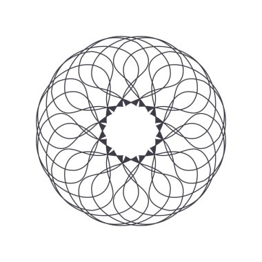 Soyut çiçek süsüsüyle dekoratif yuvarlak çerçeve. Dairesel çerçeve. Tasarım için zarif bir unsur. Vektör.
