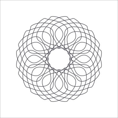 Soyut çiçek süsüsüyle dekoratif yuvarlak çerçeve. Dairesel çerçeve. Tasarım için zarif bir unsur. Vektör.