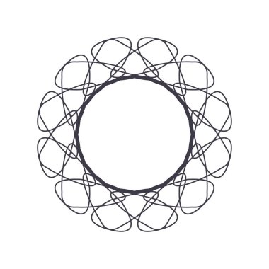 Soyut çiçek süsüsüyle dekoratif yuvarlak çerçeve. Dairesel çerçeve. Tasarım için zarif bir unsur. Vektör.