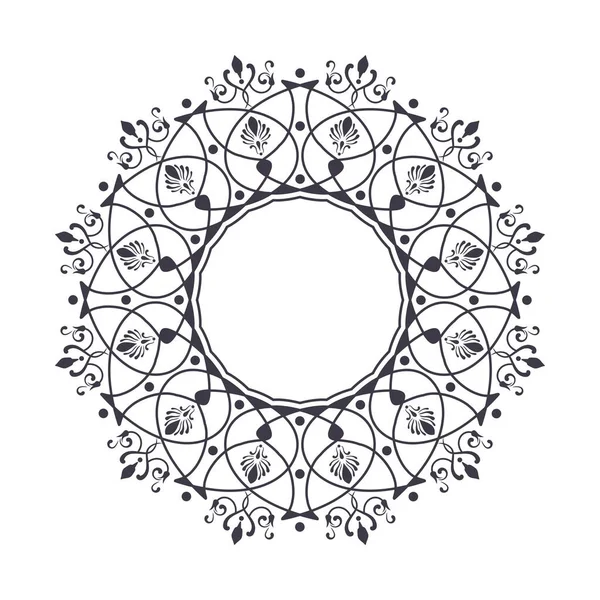 Moldura Redonda Decorativa Com Ornamento Floral Abstrato Moldura Circular Elemento — Vetor de Stock
