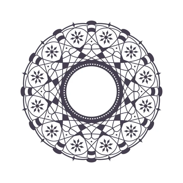Dekorativ Rund Ram Med Abstrakt Blommig Prydnad Cirkulär Ram Elegant — Stock vektor