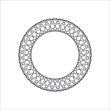 Soyut çiçek süsüsüyle dekoratif yuvarlak çerçeve. Dairesel çerçeve. Tasarım için zarif bir unsur. Vektör.