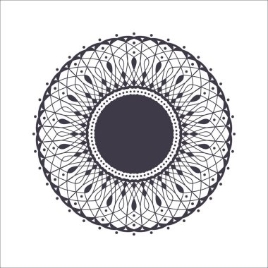 Soyut çiçek süsüsüyle dekoratif yuvarlak çerçeve. Dairesel çerçeve. Tasarım için zarif bir unsur. Vektör.