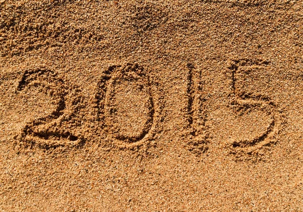Tahun Baru 2015 di atas pasir — Stok Foto
