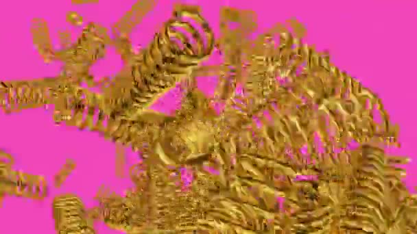 Molas caindo na cor dourada no rosa — Vídeo de Stock