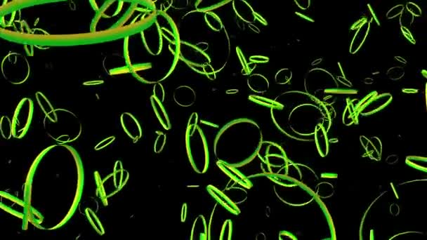 Abstract vliegen ringen in groene kleur — Stockvideo