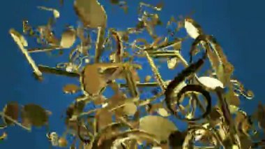 Mavi altın renkli düşen müzik notaları