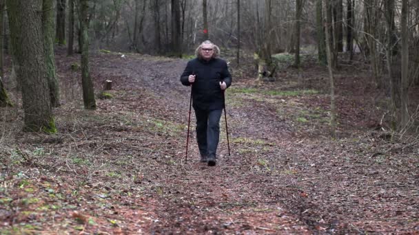 Escursionista a piedi fino alla collina — Video Stock